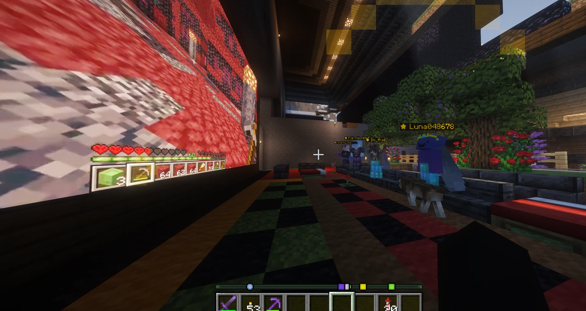 Players watching a Minecraft video together in an in-game cinema